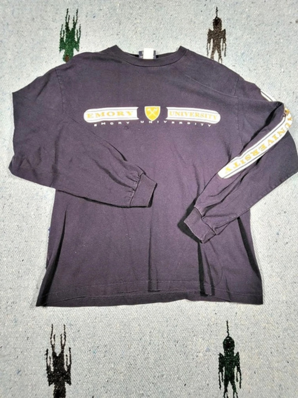 Jansport Navy Mens M Emory University Graphic Logo Crew Neck Long Sleeve Tee Y2K